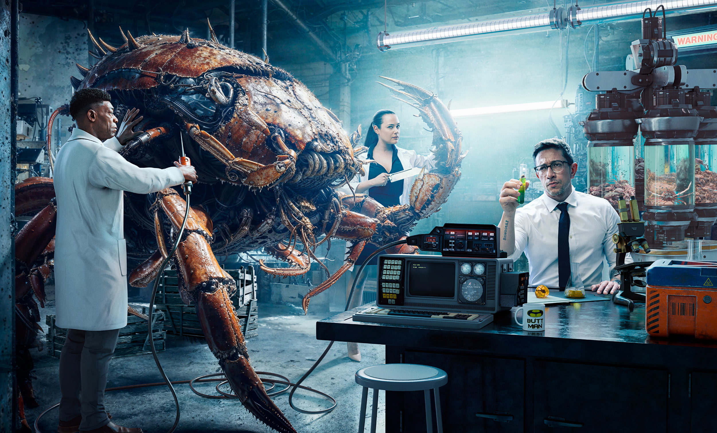What Could Go Wrong: PX3 2024 Silver Award winner in Professional Advertising Self Promotion. Scientists with a giant CGI mecha-crab in a secret lab. Hybrid photography and CGI by Dale May.